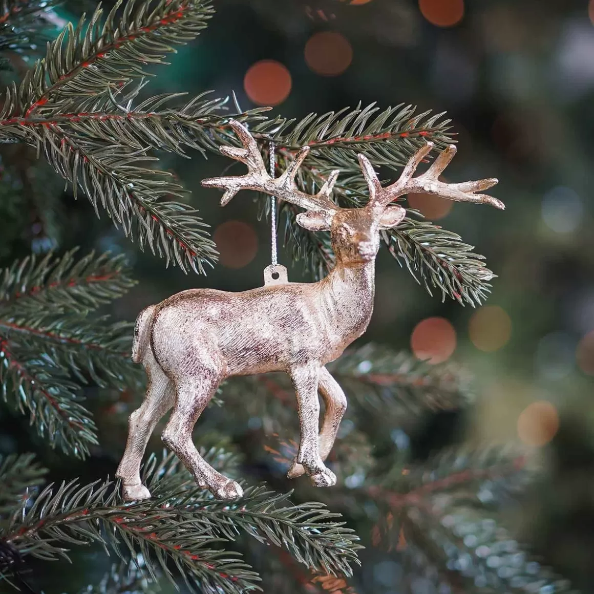 It's all about Christmas Christmas Ornaments-Reindeer Christmas Ornament | Champagne | 13 Cm