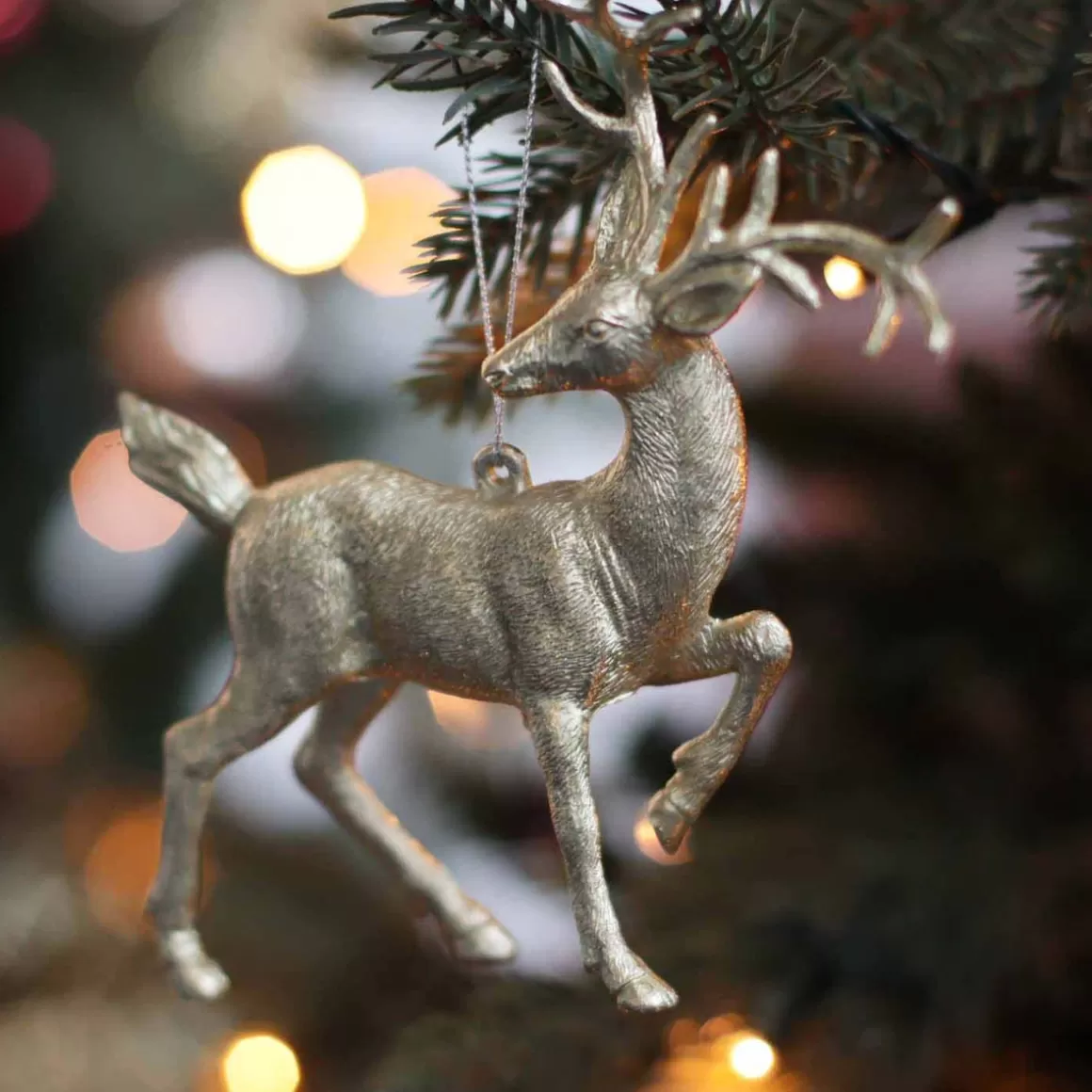 It's all about Christmas All Christmas Decorations | Christmas Ornaments-Reindeer Christmas Ornament | Champagne | 14 Cm