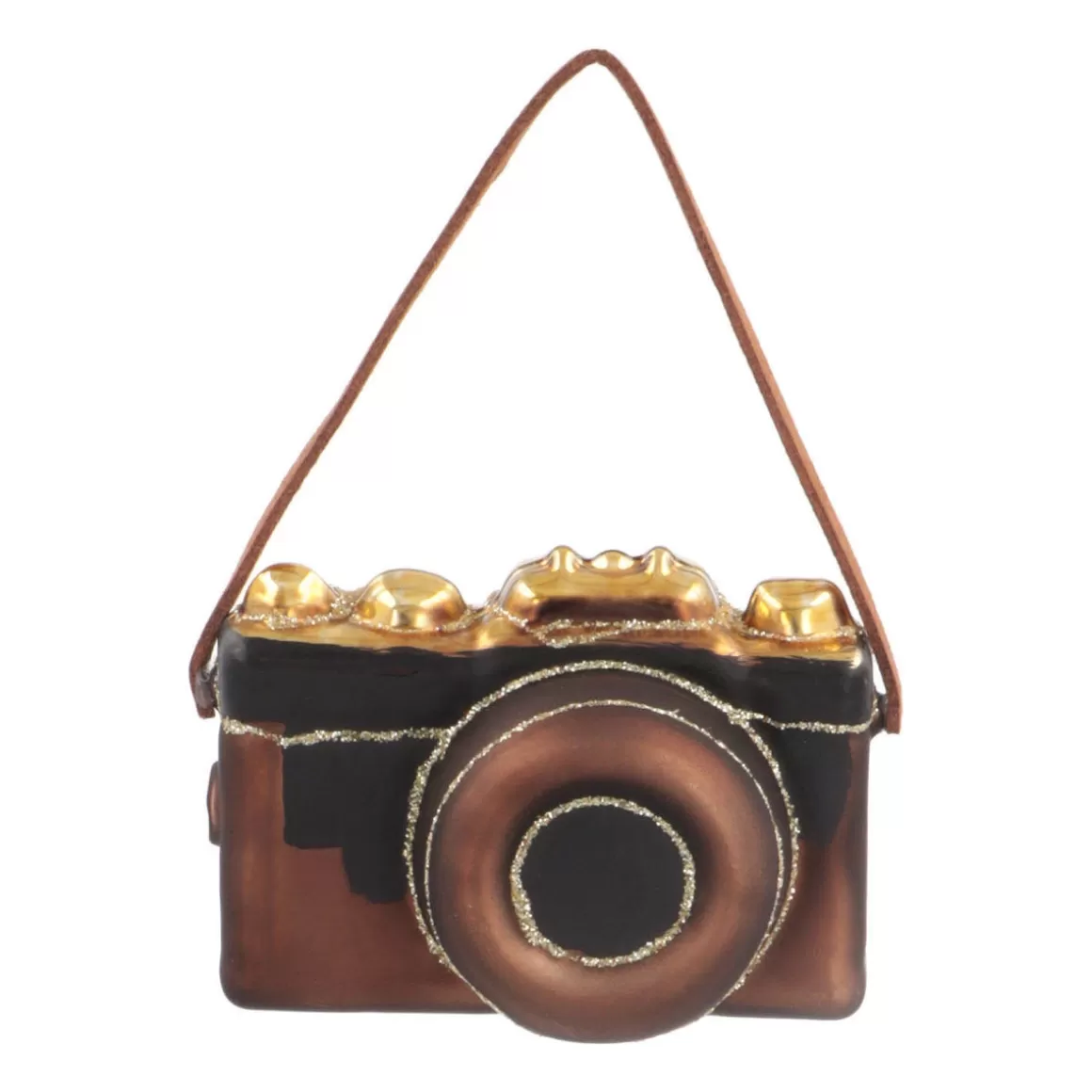 It's all about Christmas Christmas Ornaments-Retro Camera Christmas Ornament | Glass | Gold-black | 8cm