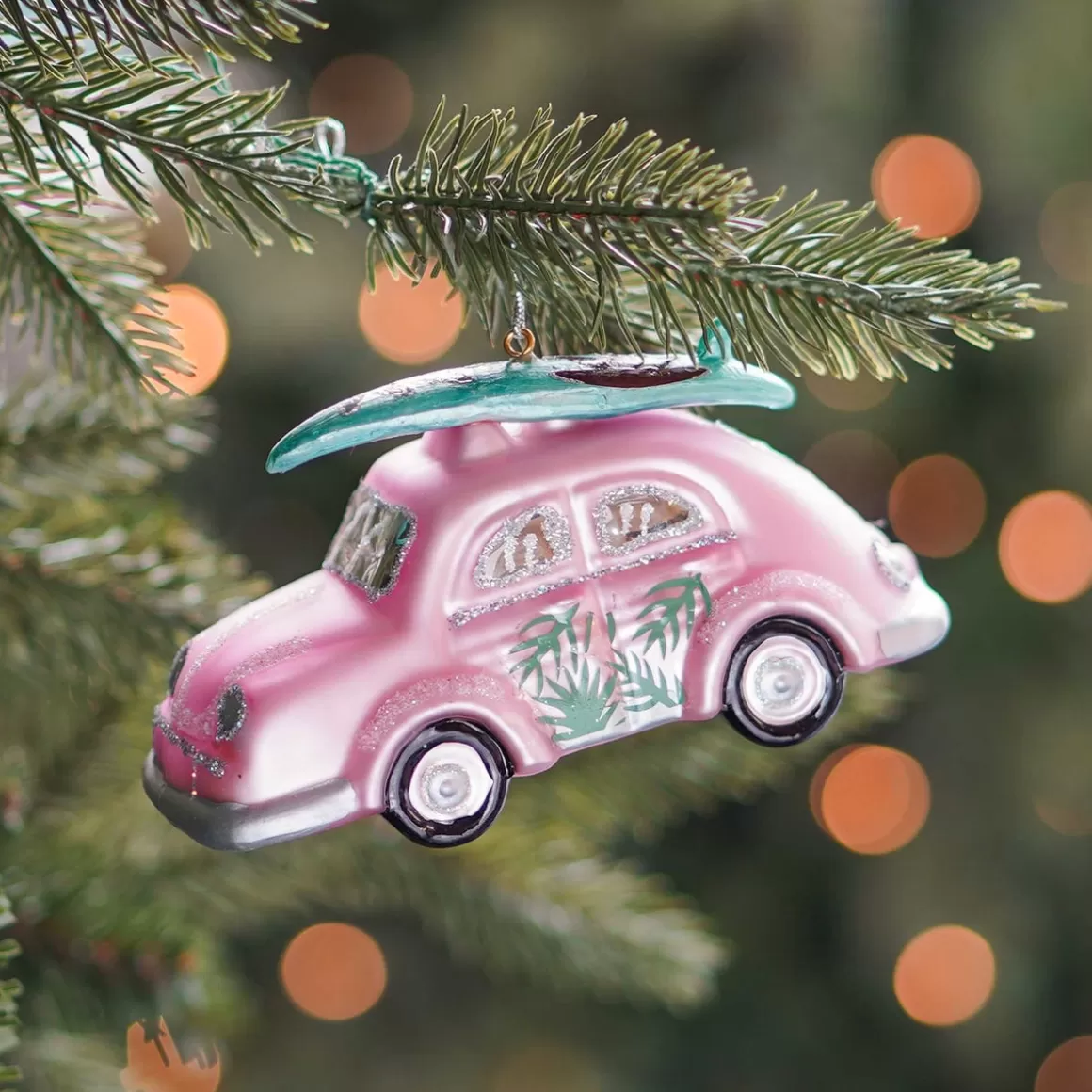 It's all about Christmas Christmas Ornaments-Retro Car Ornament | Glass | Pink | 12cm