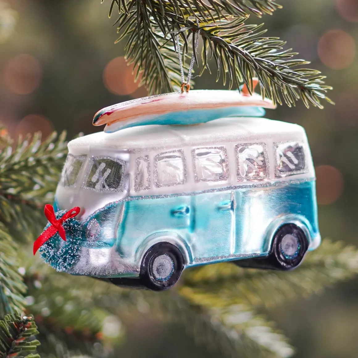 It's all about Christmas Christmas Ornaments-Retro Van Ornament | Glass | Blue | 12cm