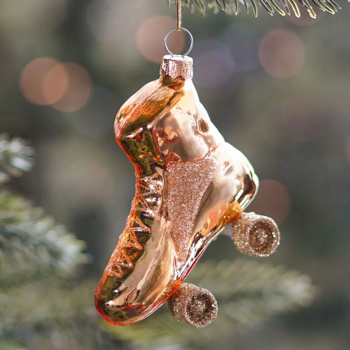 It's all about Christmas Christmas Ornaments-Roller Skate Christmas Ornament | Glass | Gold | 8cm