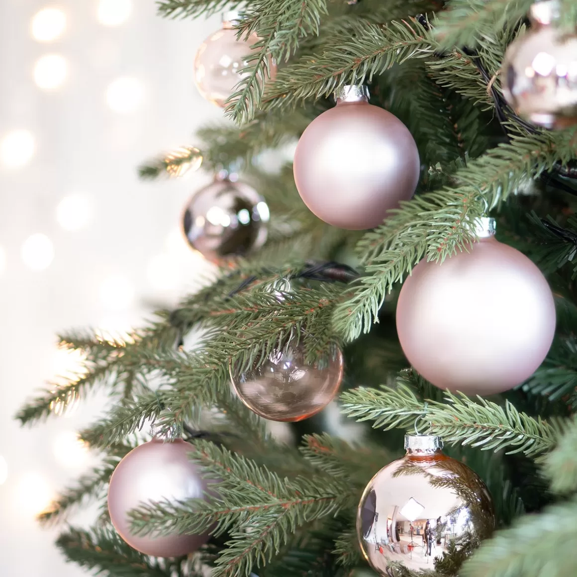 It's all about Christmas Glass Christmas Baubles | Christmas Bauble Sets-Romantic Light Pink Bauble Set 44 Pieces In A Handy Box