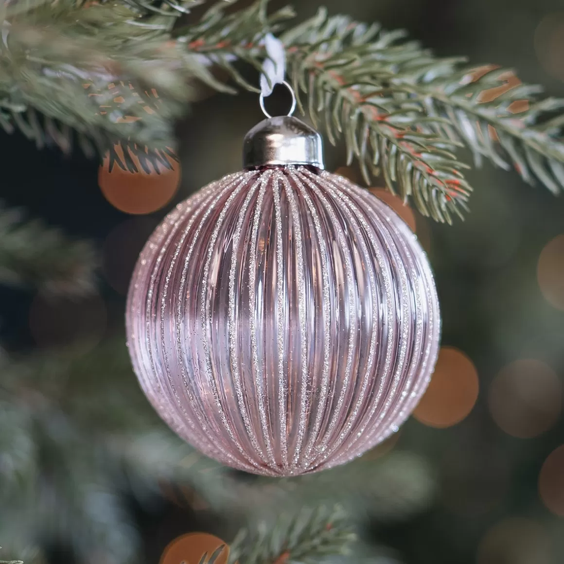 It's all about Christmas Christmastree Decorations Glass | Extraordinary Baubles-Romantic Light Pink Christmas Bauble With Transparency