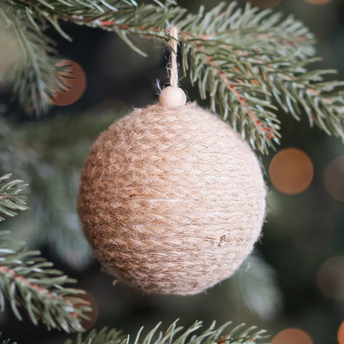 It's all about Christmas Christmas Baubles By Colour | Christmas Ornaments-Rustic Beige Jute Christmas Bauble