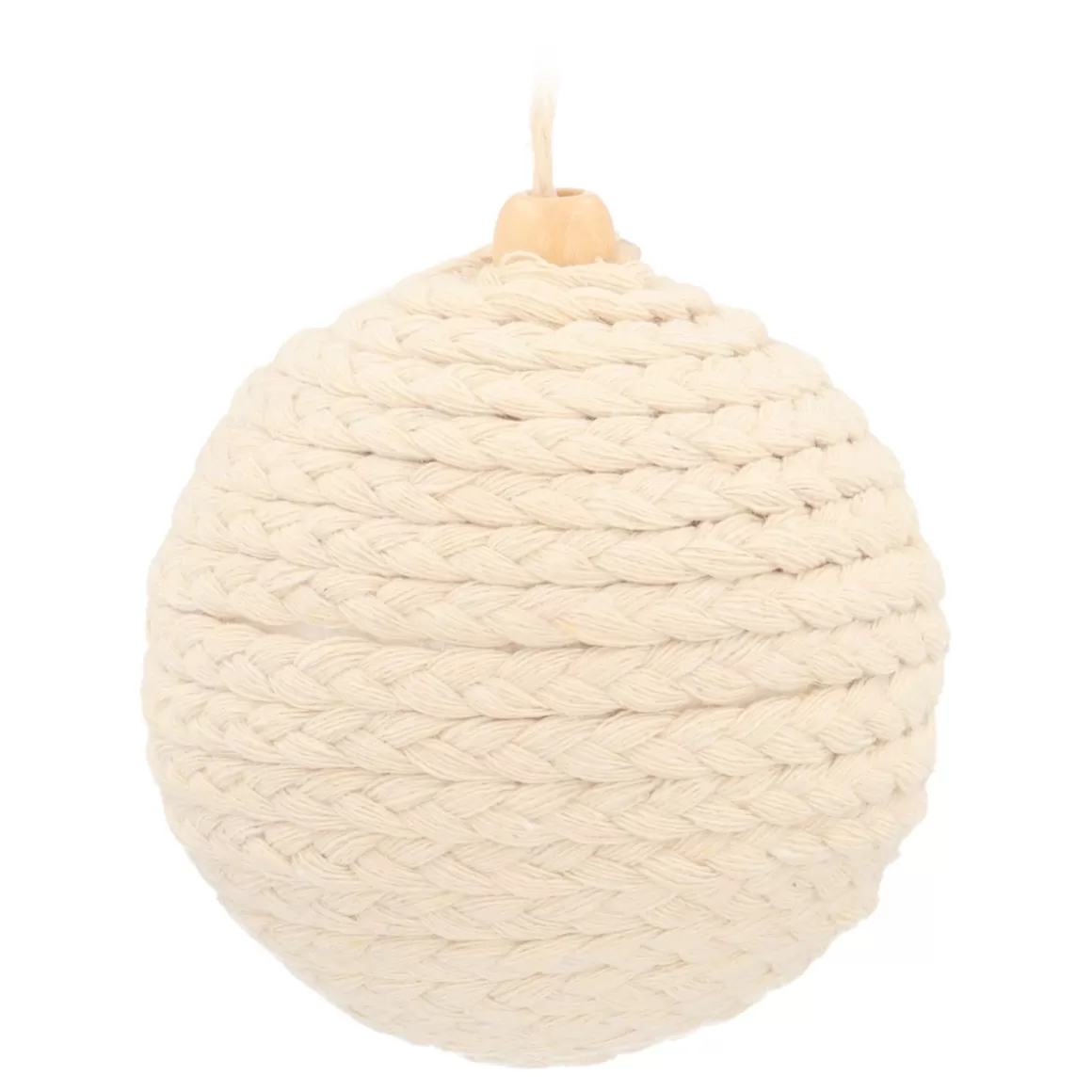 It's all about Christmas Christmas Ornaments | Plastic Christmas Baubles-Rustic Christmas Bauble Wool White With Rope