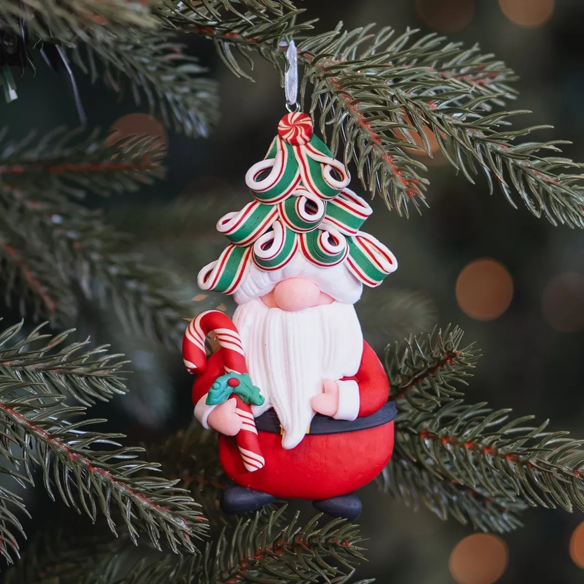 It's all about Christmas Christmas Ornaments-Santa Claus Ornament Trendy Haircut And Candy Cane