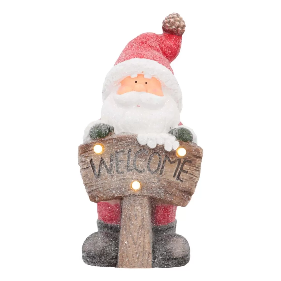 It's all about Christmas Christmas Figurines-Santa Figure With 'Welcome' | Red | LED Lighting | 49cm