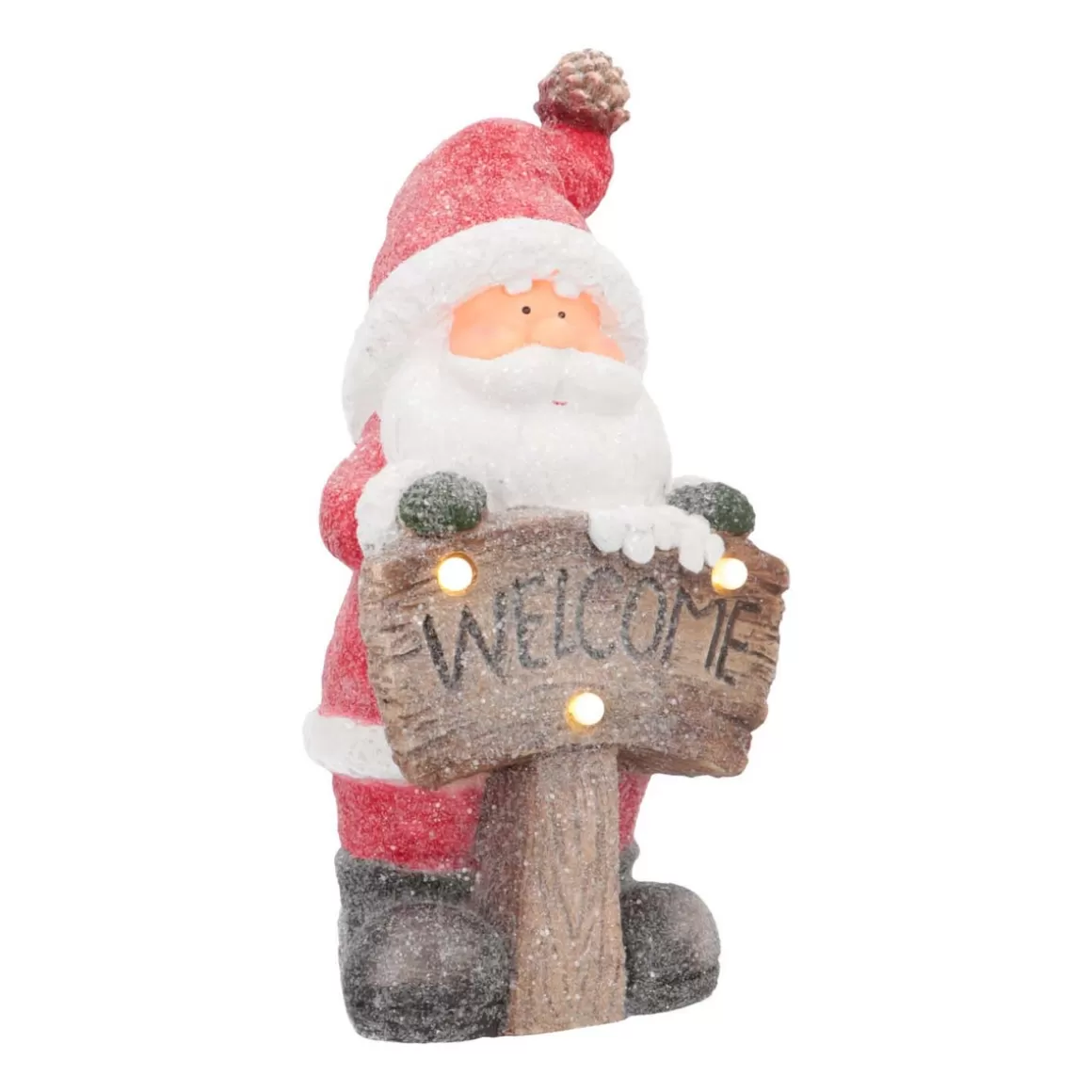 It's all about Christmas Christmas Figurines-Santa Figure With 'Welcome' | Red | LED Lighting | 49cm