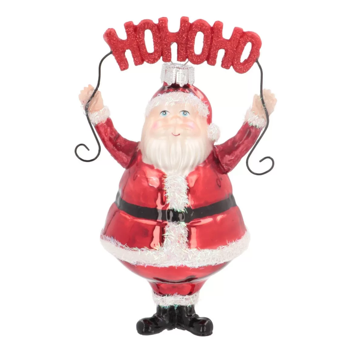 It's all about Christmas Christmas Ornaments-Santa 'Ho Ho Ho' Ornament, Glass, Red, 13cm/5in