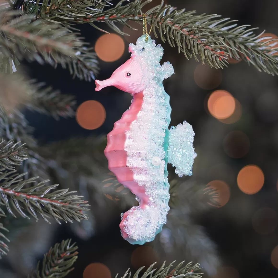 It's all about Christmas Christmas Ornaments-Seahorse Glass Hanging Figurine 13.5cm Pink