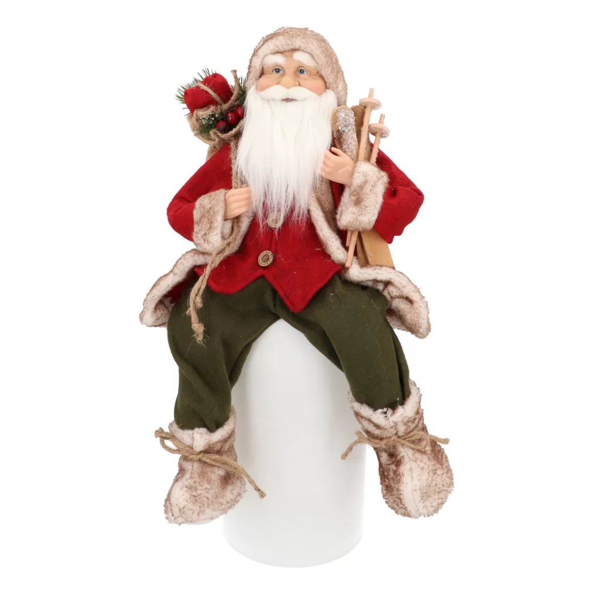 It's all about Christmas Christmas Figurines-Seated Santa Claus | Bordeaux-green | 45cm /18in | Cloth