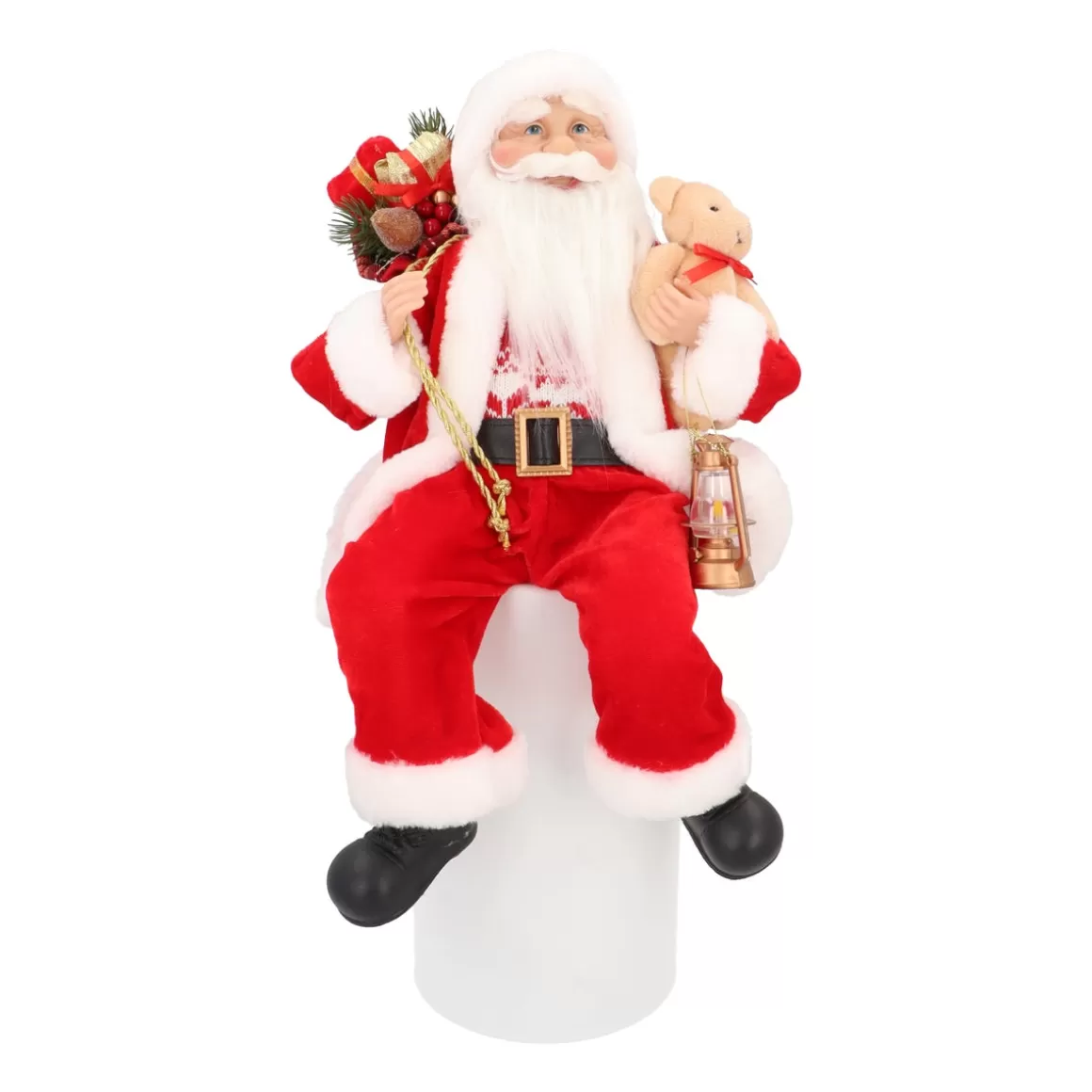 It's all about Christmas Christmas Figurines-Seated Santa Claus | Red-white | 45cm /18in | Cloth