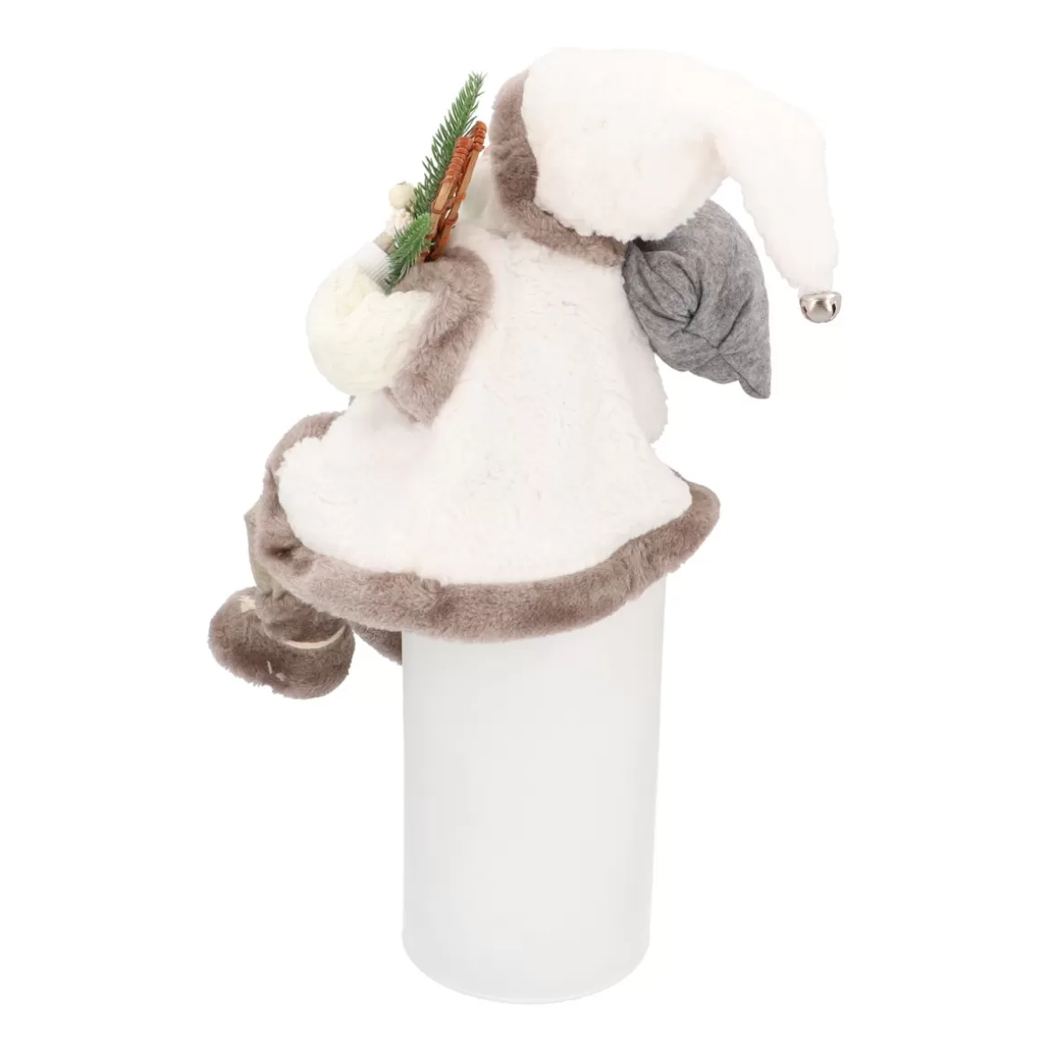 It's all about Christmas Christmas Figurines-Seated Santa Claus | White-grey | 45cm /18in | Cloth