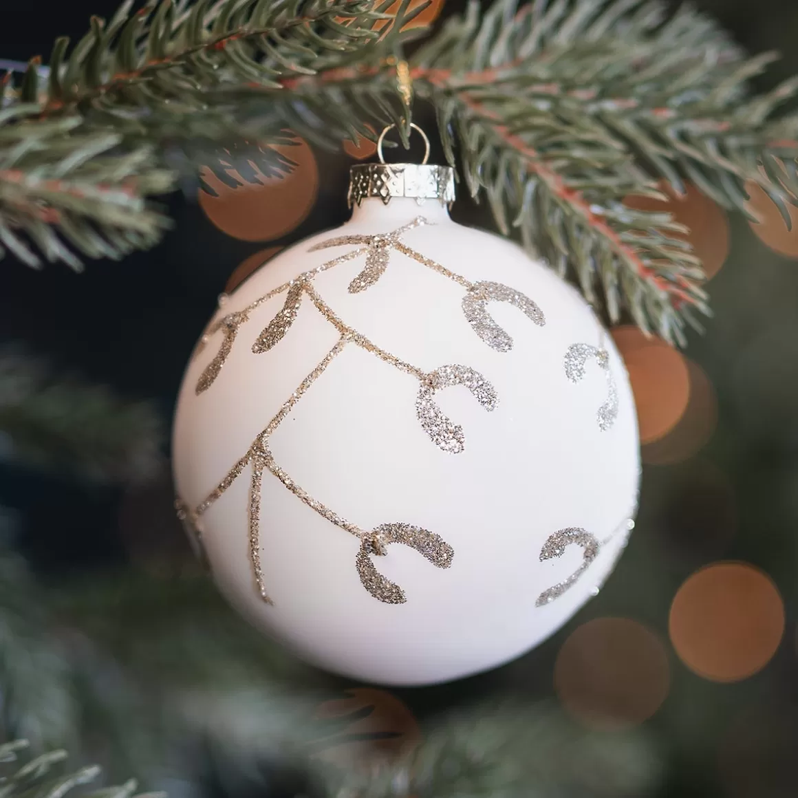 It's all about Christmas Christmastree Decorations Glass | Extraordinary Baubles-Serene Wool White Bauble For Scandinavian Style