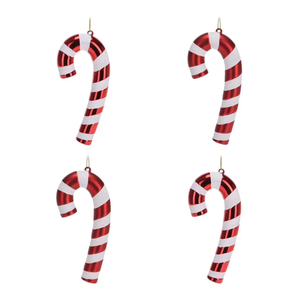 It's all about Christmas Christmas Ornaments-Set Of 4 Candy Cane Christmas Ornaments | 17cm (7") | Red