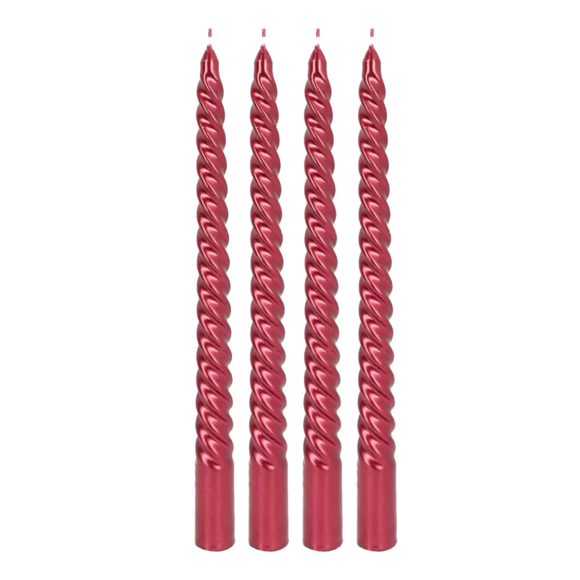 It's all about Christmas Candles-Set Of 4 Metallic Red Twist Candles | 25 Cm