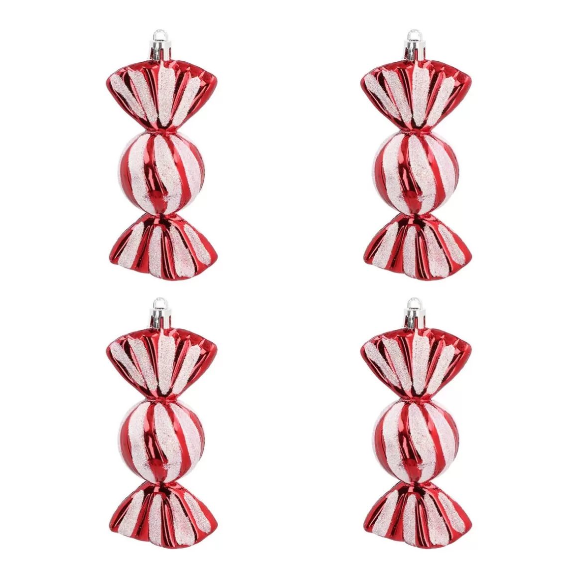 It's all about Christmas Christmas Ornaments-Set Of 4 Shatterproof Sweet Ornaments | Red White | 11 Cm