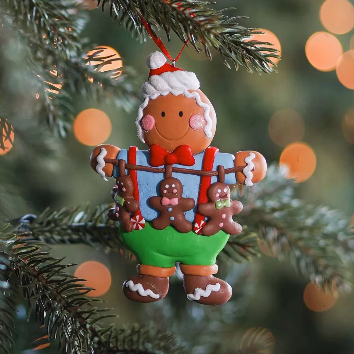 It's all about Christmas Christmas Ornaments-Shatterproof Christmas Ornament Gingerbread Man | Blue-green | 12 Cm