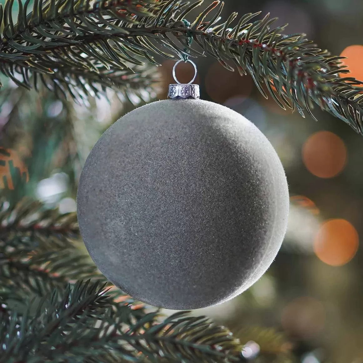 It's all about Christmas Christmas Baubles By Colour | Plastic Christmas Baubles-Shatterproof Velvet Christmas Bauble 8cm Cottage Green
