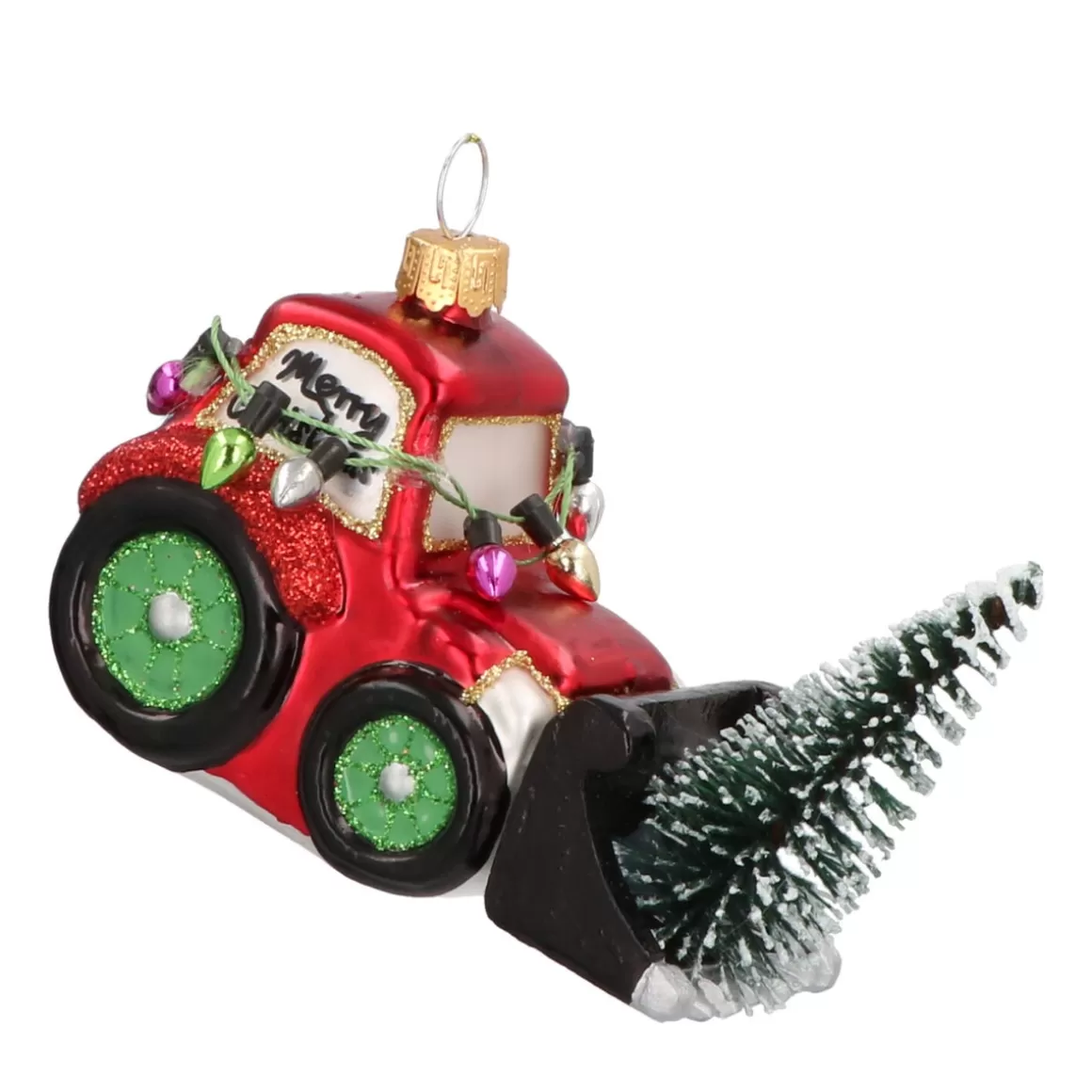 It's all about Christmas Christmas Ornaments-Shovel Loader Glass Hanging Figurine 6cm Red