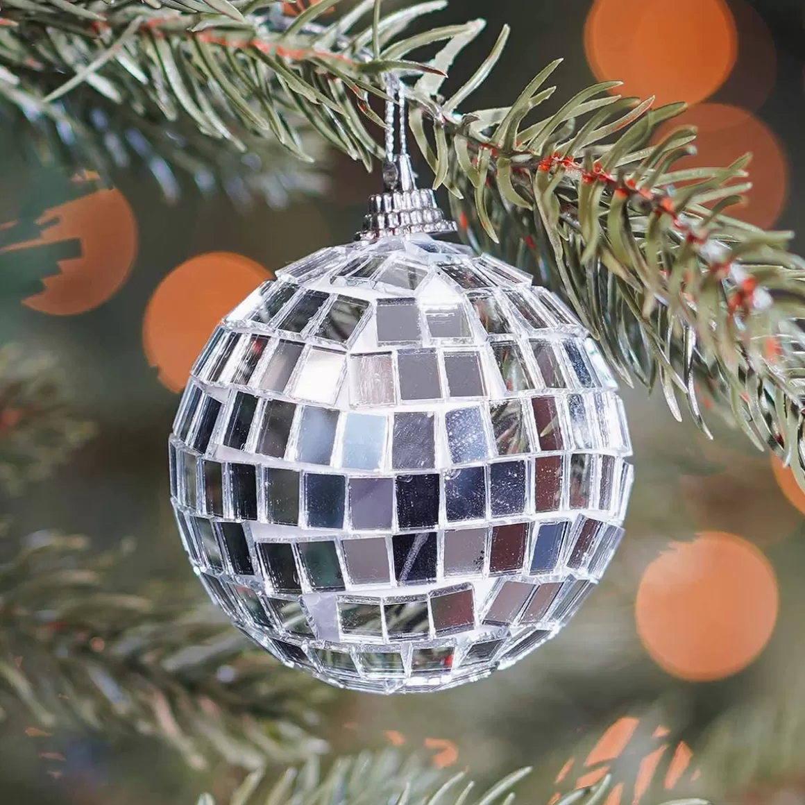 It's all about Christmas Christmas Ornaments | Christmas Baubles By Colour-Silver Disco Ball Bauble | 6 Cm