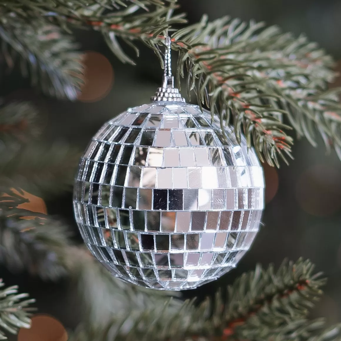 It's all about Christmas Christmas Ornaments | Plastic Christmas Baubles-Silver Disco Christmas Bauble With Reflective Mirrors