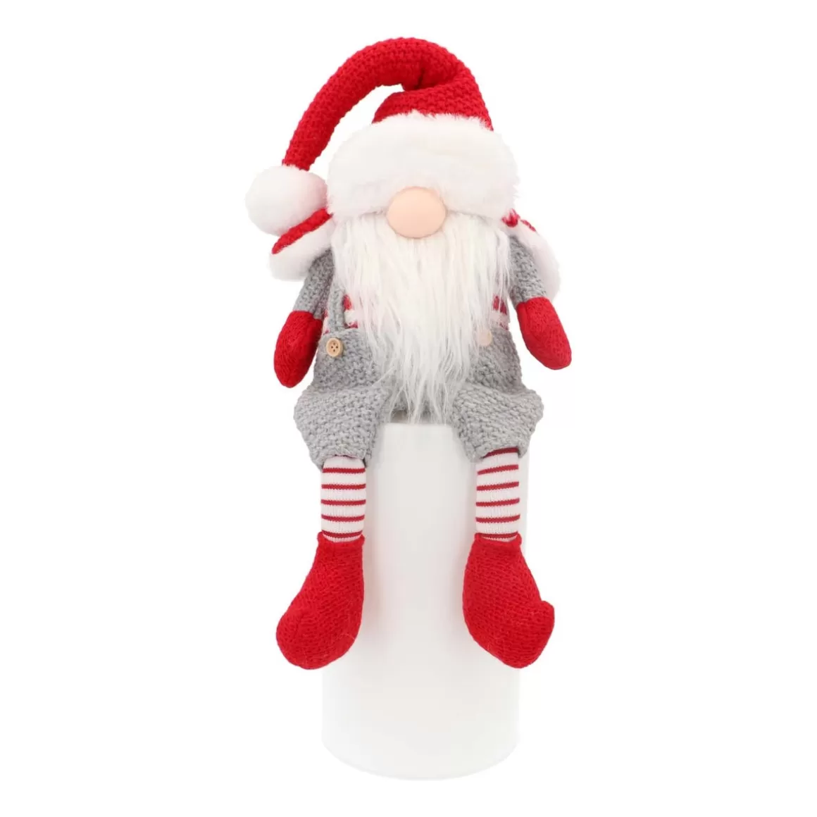 It's all about Christmas Christmas Figurines-Sitting Gnome | Red-Grey | Fabric | 45 Cm