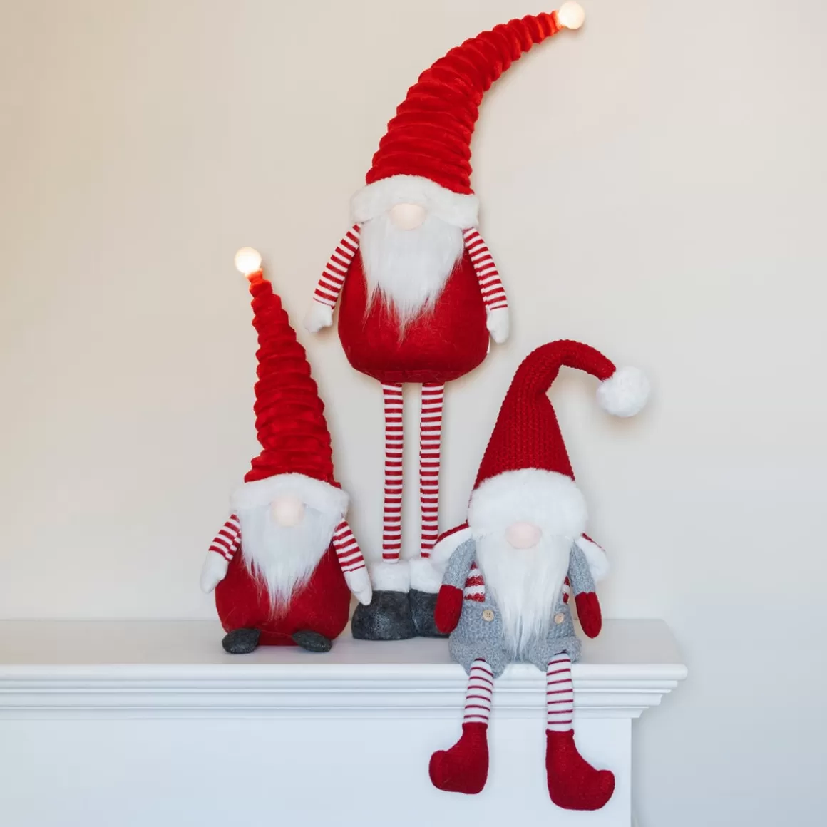 It's all about Christmas Christmas Figurines-Sitting Gnome | Red-Grey | Fabric | 45 Cm