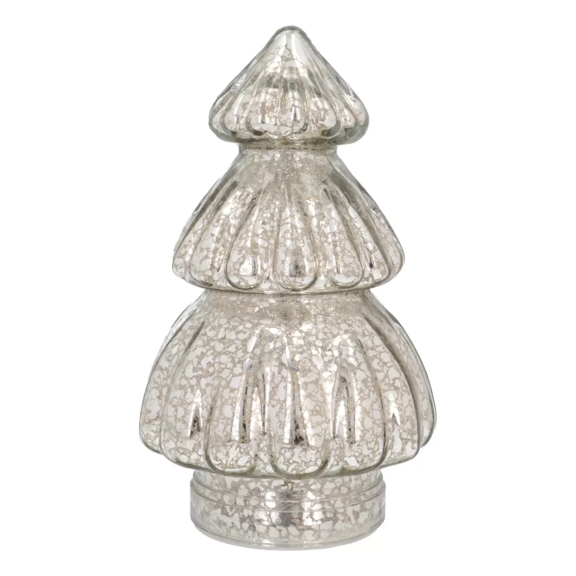 It's all about Christmas Christmas Trees | Christmas Figurines-Small Voluminous Silver LED Christmas Tree In Crackle Glass