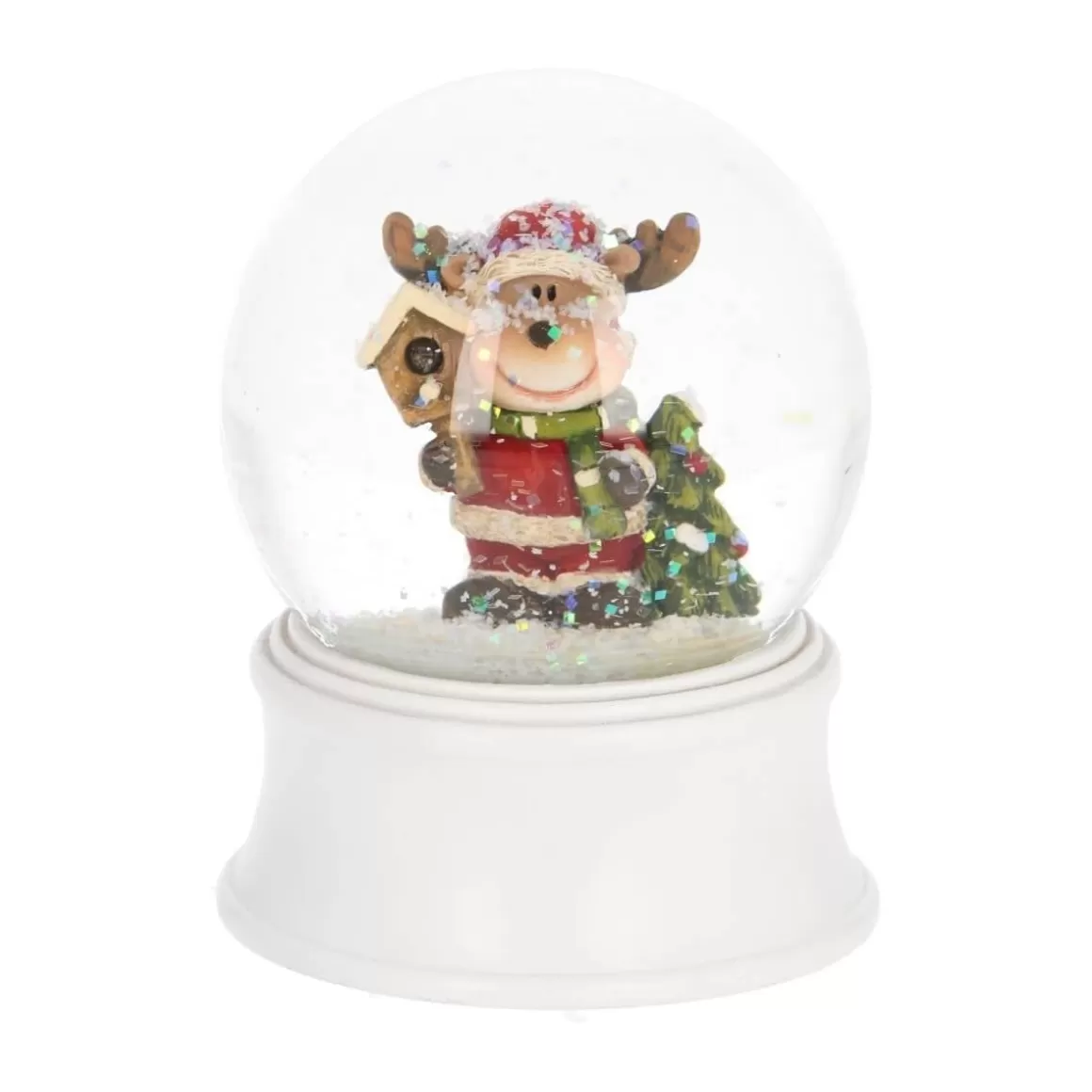 It's all about Christmas All Christmas Decorations | Snowglobes-Snow Globe With Reindeer In Santa Suit | ⌀6cm | 9cm High