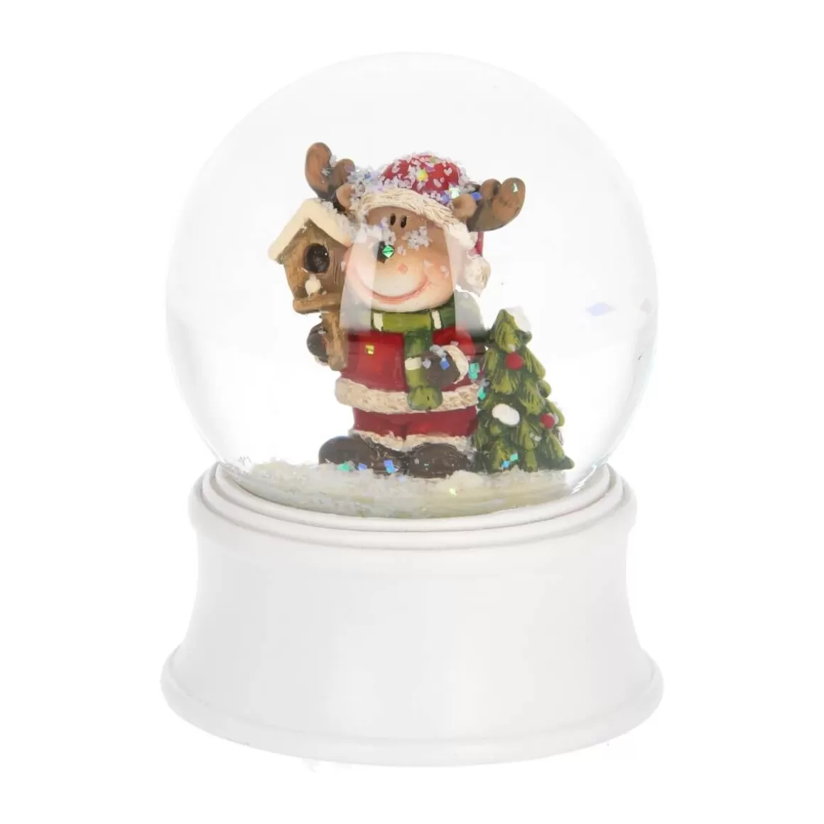 It's all about Christmas All Christmas Decorations | Snowglobes-Snow Globe With Reindeer In Santa Suit | ⌀6cm | 9cm High