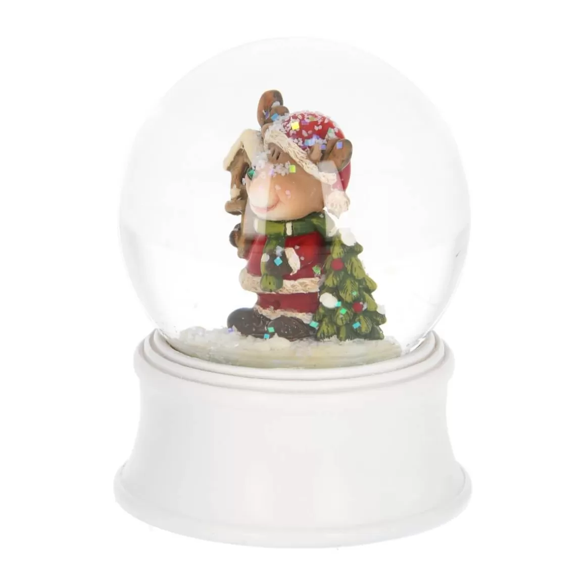 It's all about Christmas All Christmas Decorations | Snowglobes-Snow Globe With Reindeer In Santa Suit | ⌀6cm | 9cm High