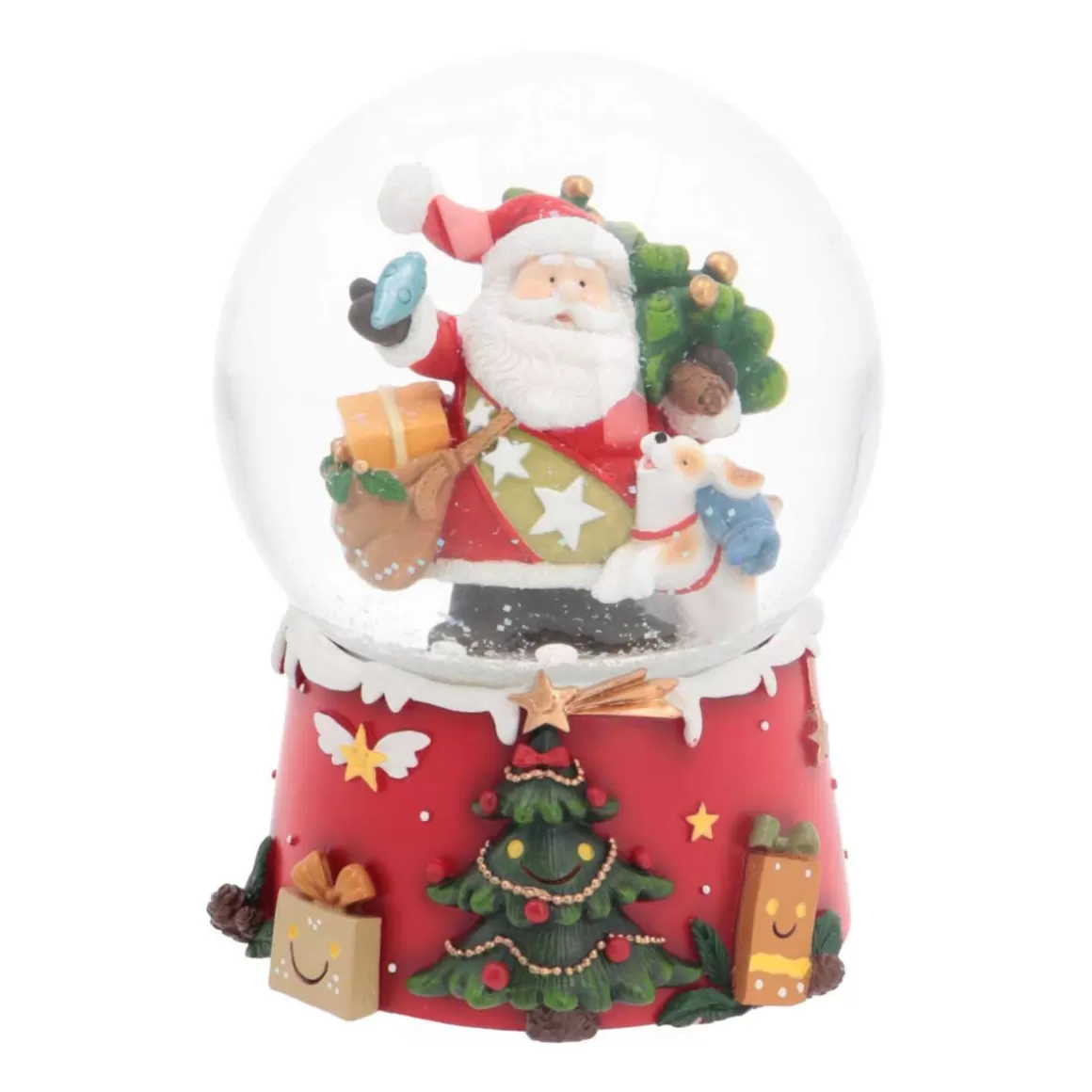 It's all about Christmas Snowglobes-Snow Globe With Santa And Dog | Music | ⌀9cm | 15cm Tall