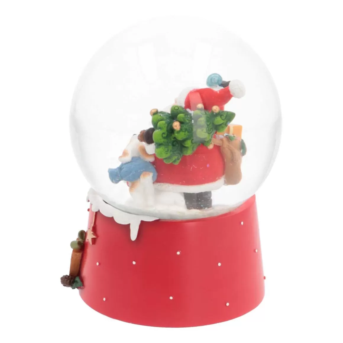 It's all about Christmas Snowglobes-Snow Globe With Santa And Dog | Music | ⌀9cm | 15cm Tall