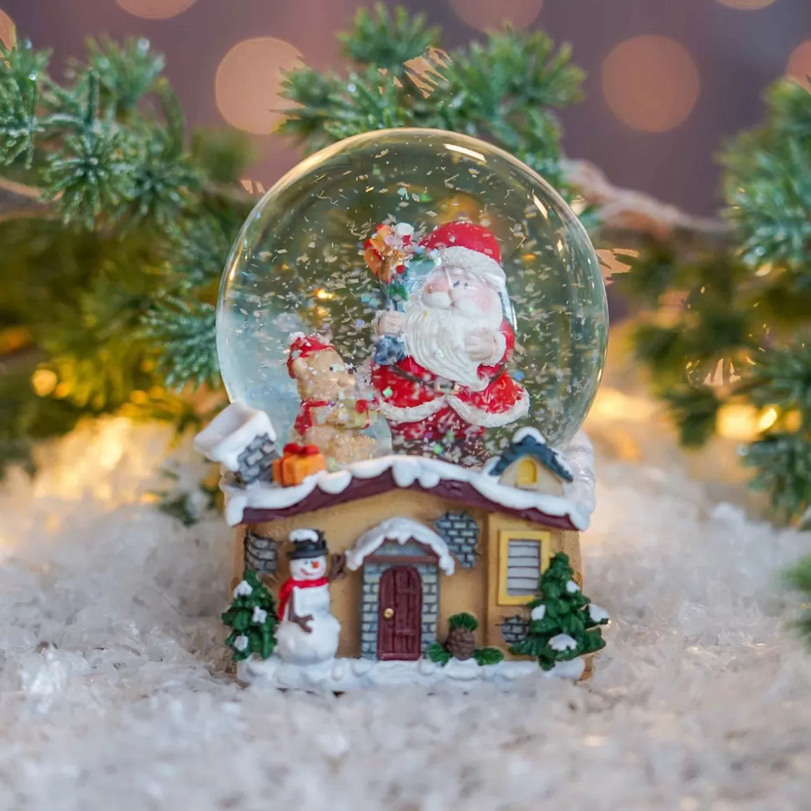 It's all about Christmas All Christmas Decorations | Snowglobes-Snow Globe With Santa And Teddy Bear | ⌀6cm | 9cm Tall