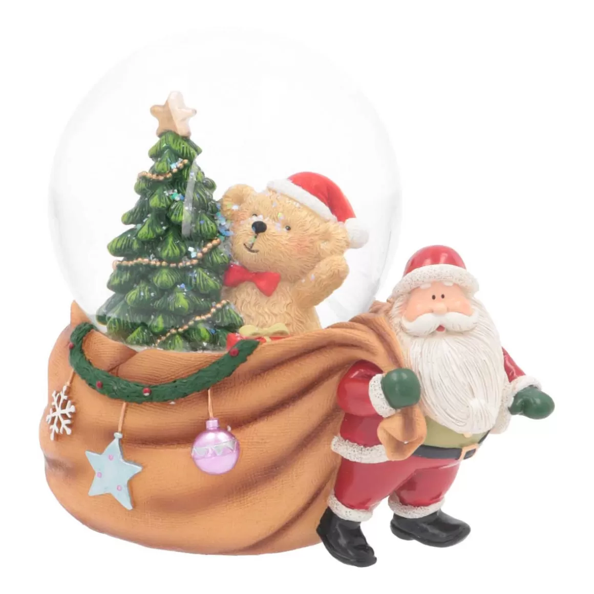 It's all about Christmas Snowglobes-Snow Globe With Santa And Teddy Bear | Music | ⌀9cm | 15cm Tall