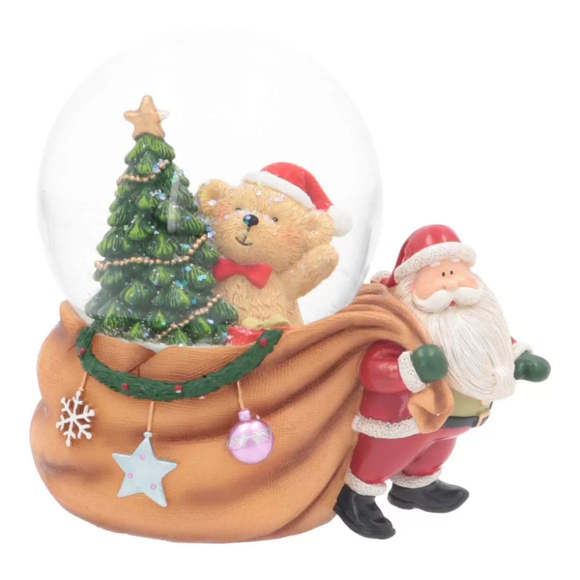 It's all about Christmas Snowglobes-Snow Globe With Santa And Teddy Bear | Music | ⌀9cm | 15cm Tall