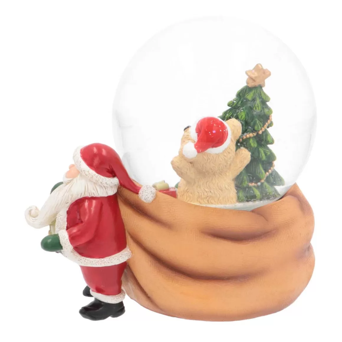 It's all about Christmas Snowglobes-Snow Globe With Santa And Teddy Bear | Music | ⌀9cm | 15cm Tall