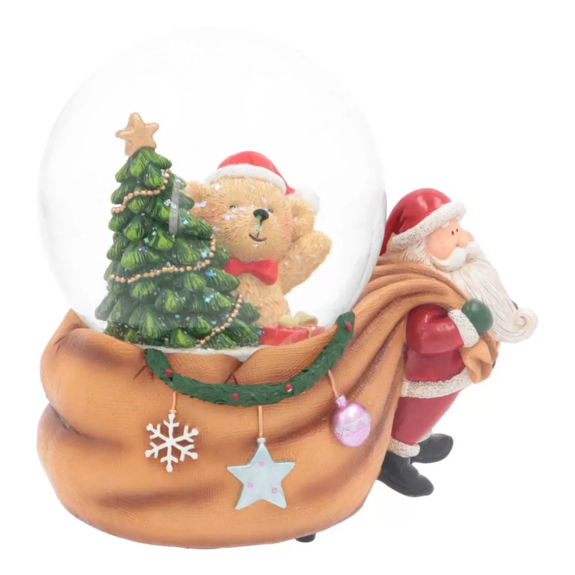It's all about Christmas Snowglobes-Snow Globe With Santa And Teddy Bear | Music | ⌀9cm | 15cm Tall