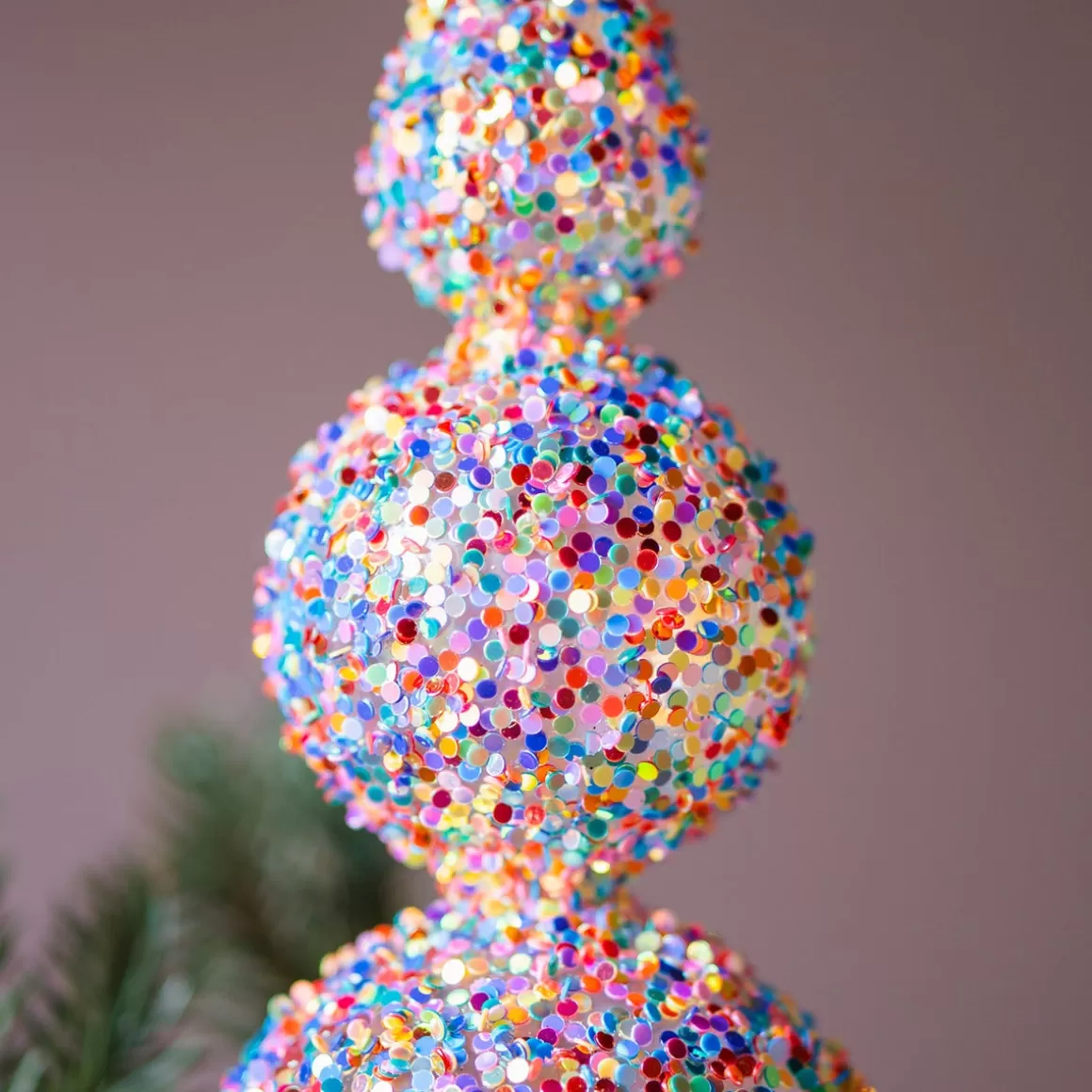 It's all about Christmas Christmastree Decorations Glass | Christmas Tree Topper-Sparkling Glass Tree Topper With Multicolor Sequins