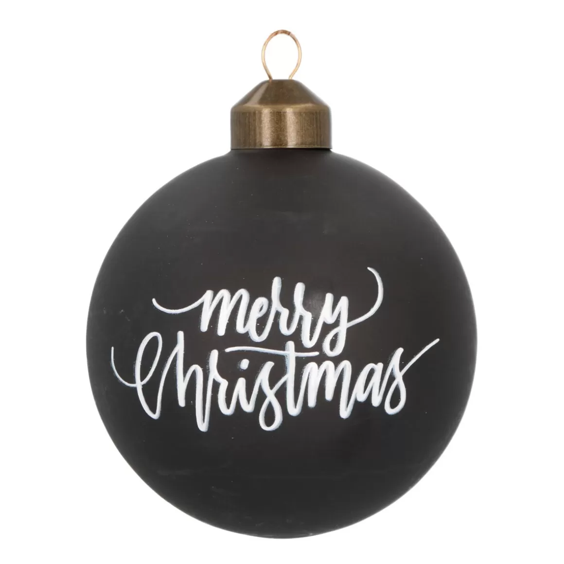 It's all about Christmas Christmas Baubles By Colour-Special Glass Christmas Bauble 'Merry Christmas' 8cm Black