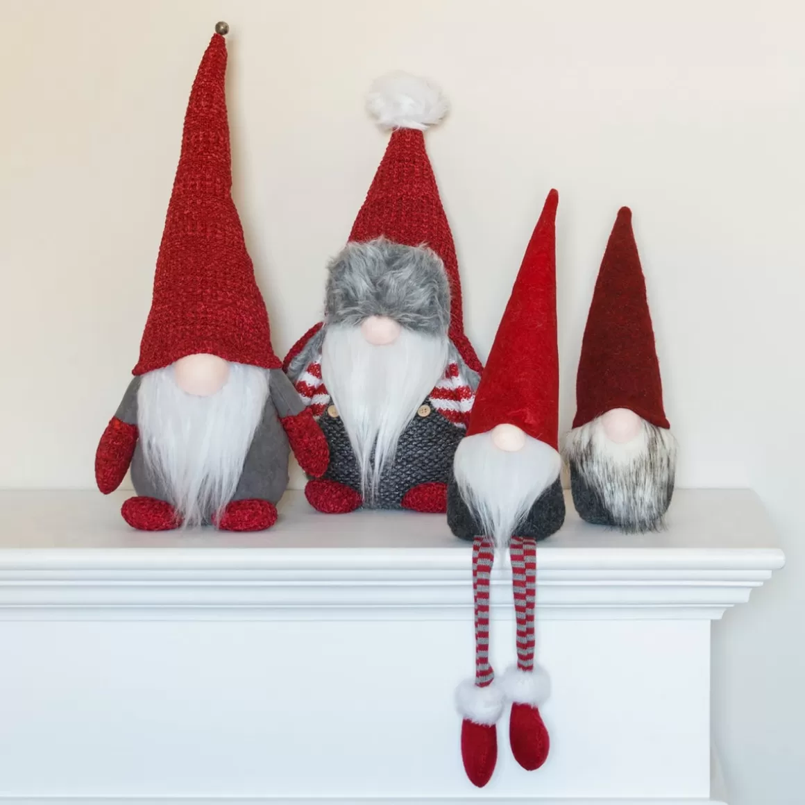 It's all about Christmas Christmas Figurines-Standing Gnome | Red | Fabric | 42 Cm