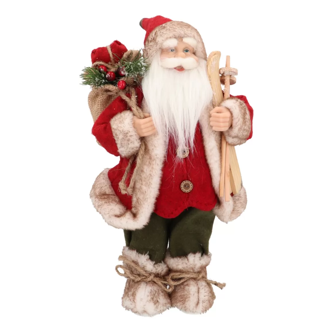 It's all about Christmas Christmas Figurines-Standing Santa Claus | Bordeaux-green | 30cm/12in | Cloth