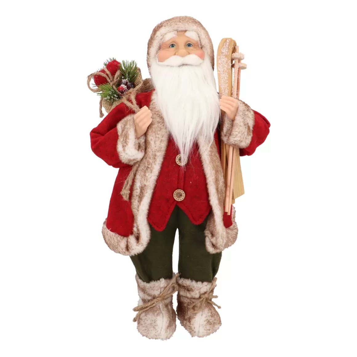 It's all about Christmas Christmas Figurines-Standing Santa Claus | Bordeaux-green | 45cm/18in | Cloth