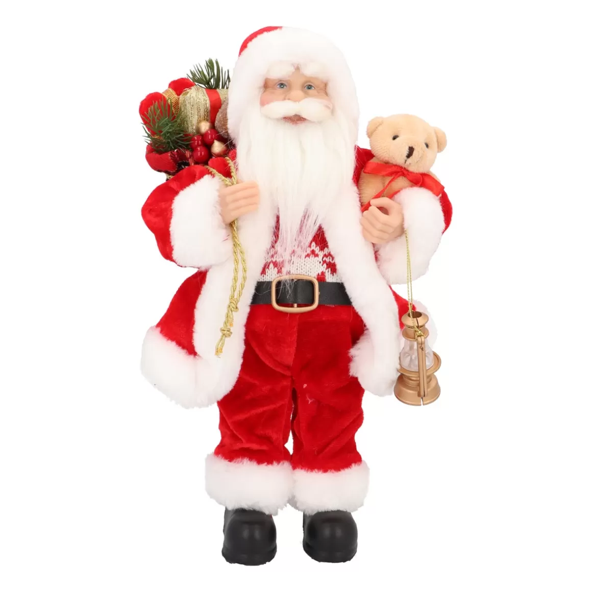 It's all about Christmas Christmas Figurines-Standing Santa Claus | Red-white | 30cm/12in | Cloth