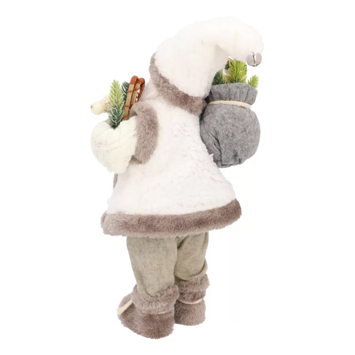 It's all about Christmas Christmas Figurines-Standing Santa Claus | White-grey | 30cm/12in | Cloth