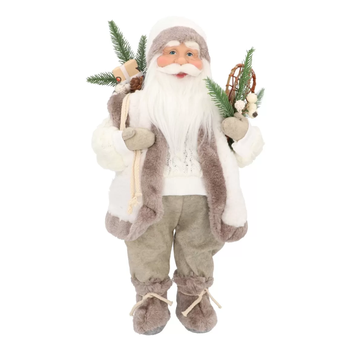 It's all about Christmas Christmas Figurines-Standing Santa Claus | White-grey | 45cm/18in | Cloth