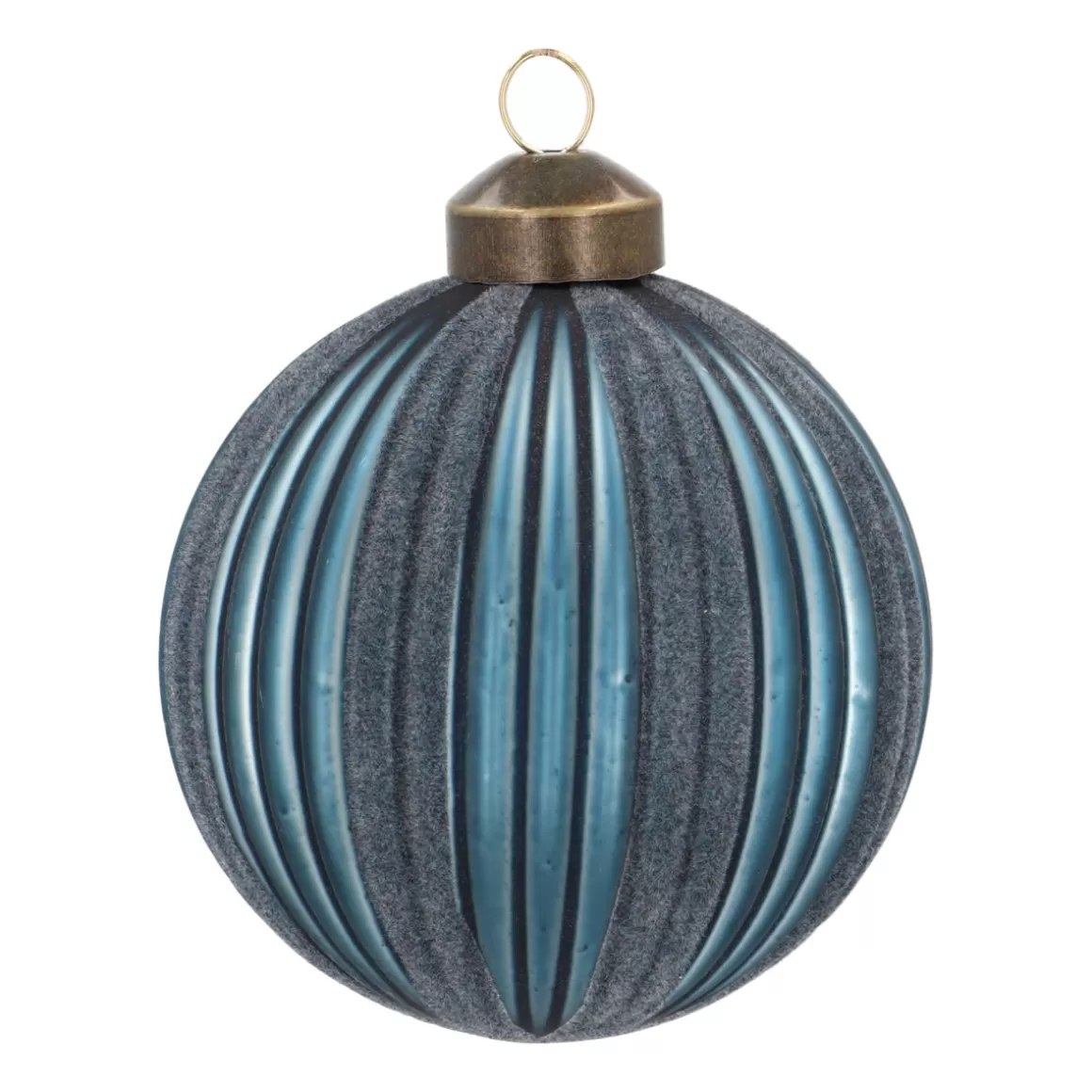 It's all about Christmas Christmastree Decorations Glass | Glass Christmas Baubles-Stylish Blue Christmas Bauble With Felt Stripes