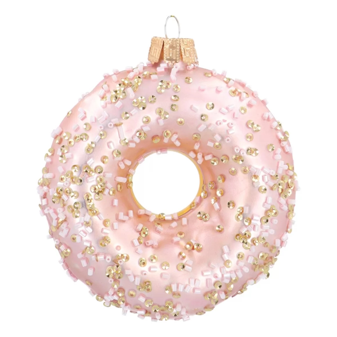 It's all about Christmas Christmastree Decorations Glass-Stylish Donut Ornament With Gold Beads